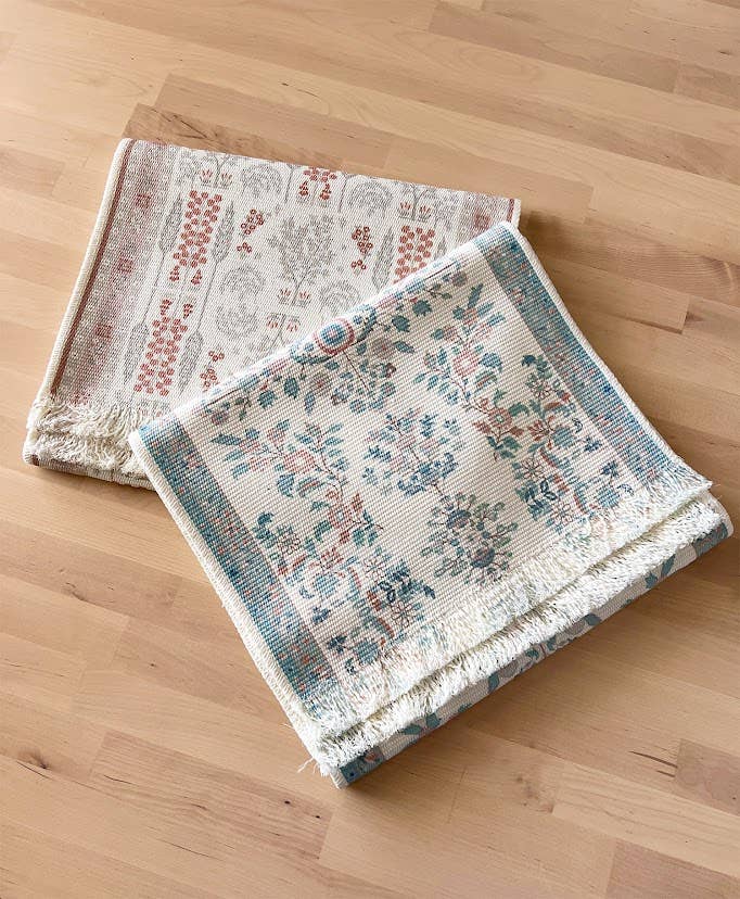 Fennco Styles - Wholesale Table Runner - Green Botanical Flower Fringed Cotton Blend Table Runner4