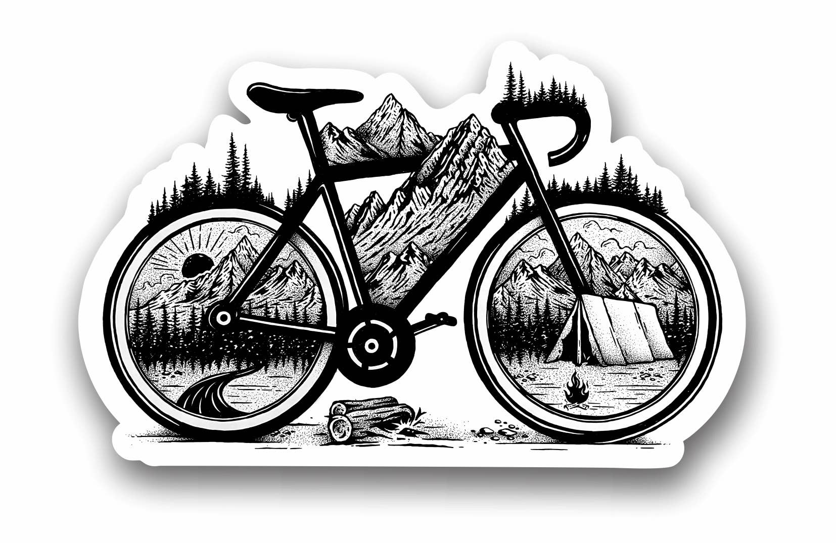 Sticker Art - Wholesale Sticker - Mountain Road Biking Sticker - dishwasher safe bicycle bike 0