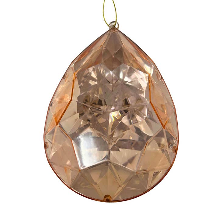 Plastic Drop Diamond Ornament - Rose Gold 6.3x4x9" for wholesale by David Christopher's Collection