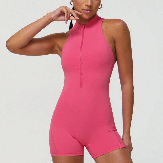 pinkblu02 - Venta al por mayor Leotardo - Mujer - Rompers ajustados con cremallera de color sólido para mujer2