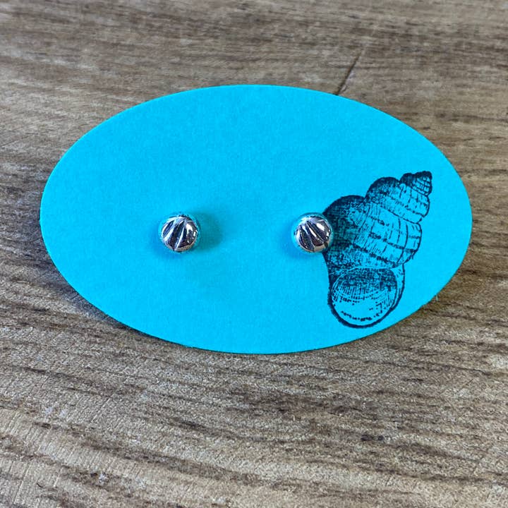 Clous d'oreilles en argent recyclé inspirés de Shell pour la vente par Kate Simpson Designs