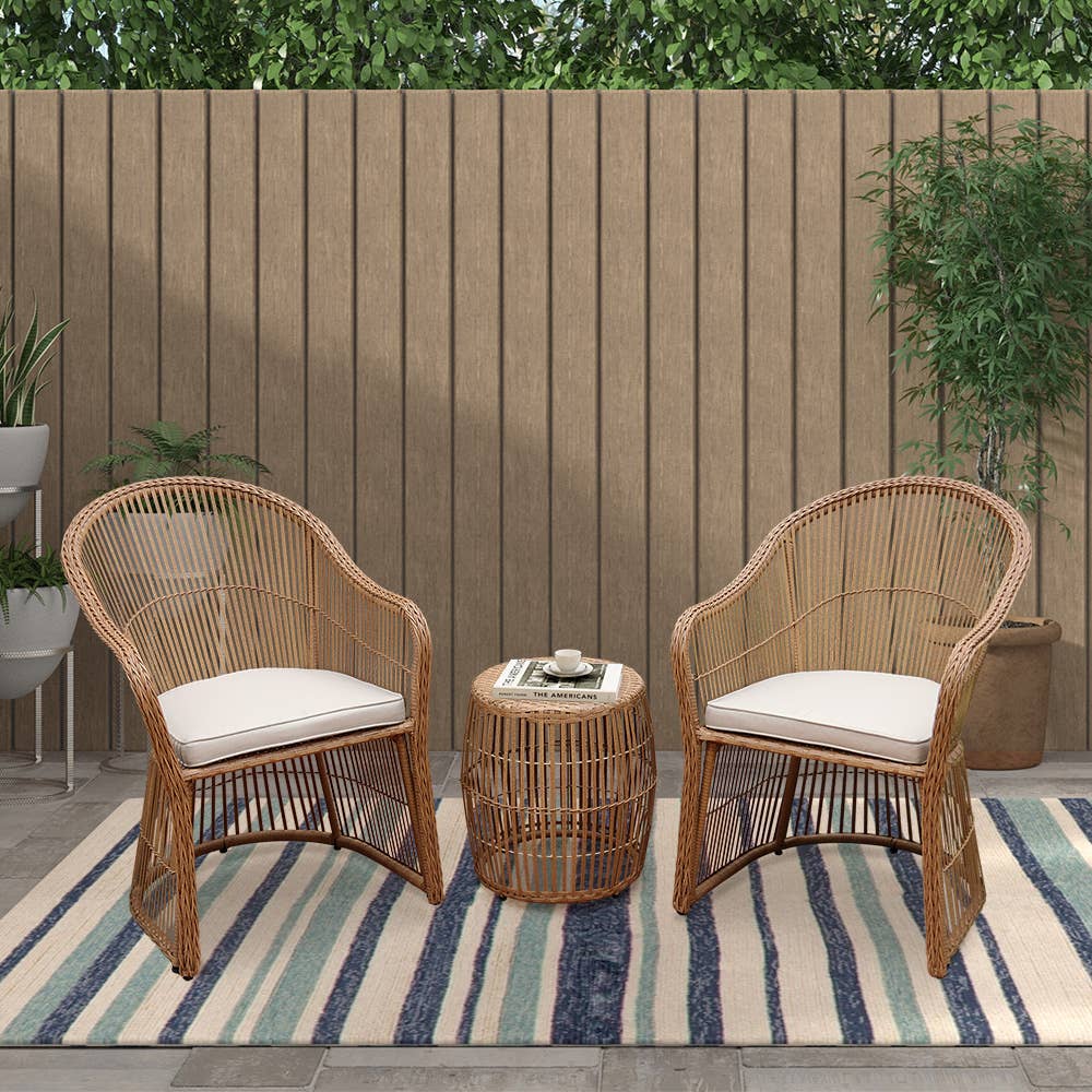 Abble - Wholesale Patio Set - 3pc Wicker Conversation Set - Dark Brown (300275)4
