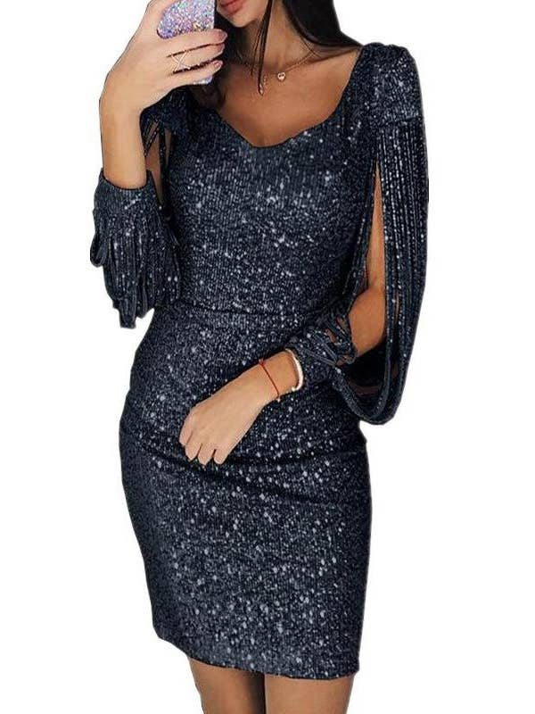 MB Fashion Wholesale - Wholesale Dress - Women's - MB FASHION SEQUIN TASSEL PARTY DRESS 1901
