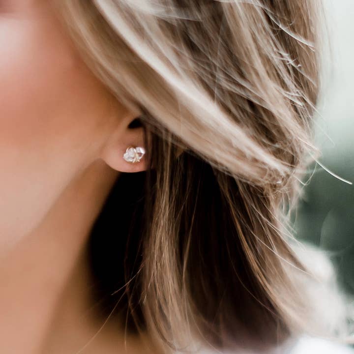 Barberry & Lace Handmade Jewelry - Wholesale Stud/Post Earrings - Herkimer Diamond Earrings | 14k Gold Fill & Sterling Silver