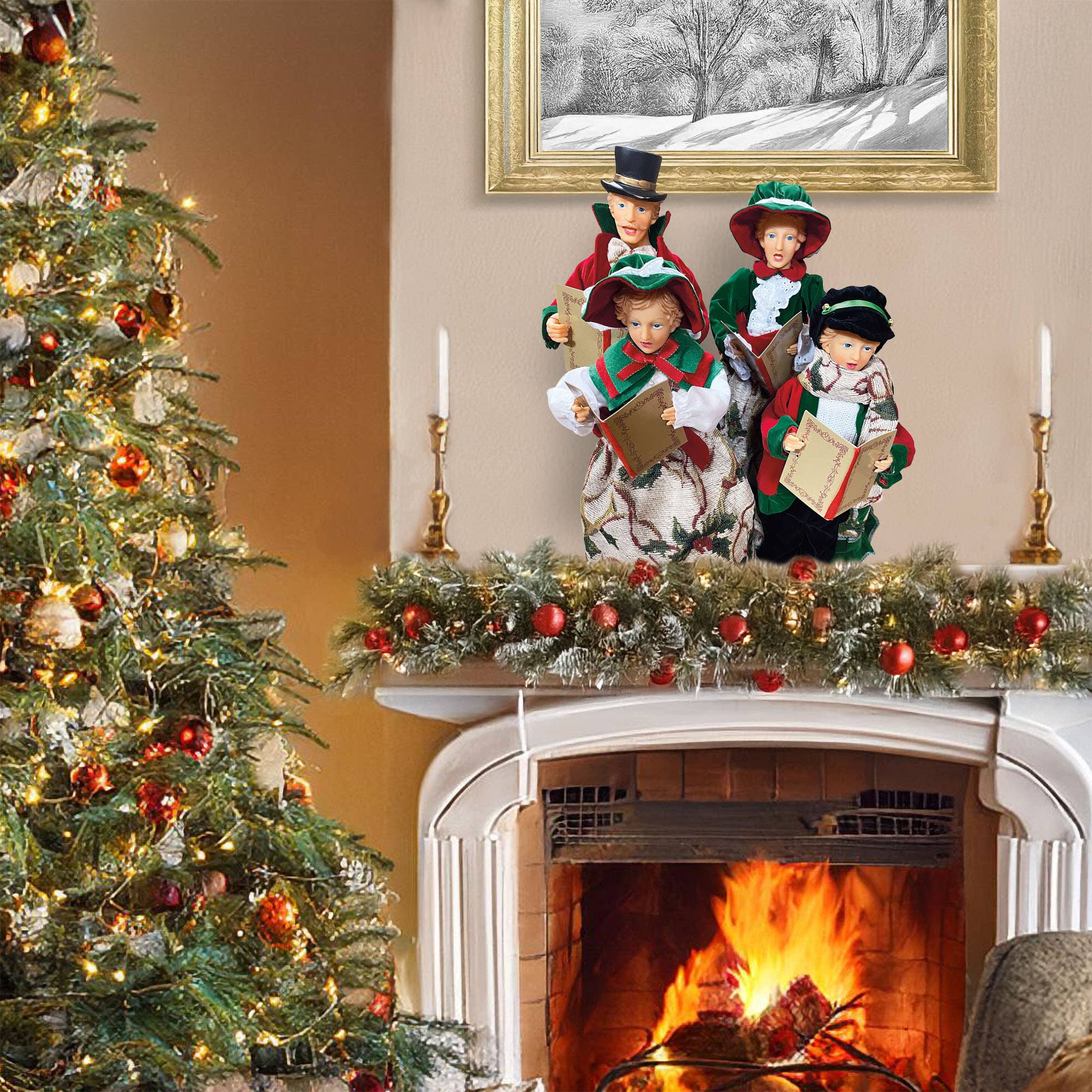 Santa’s Workshop Inc. - Wholesale Christmas Decoration - 15" To 18" Holly Carolers, Set of 413