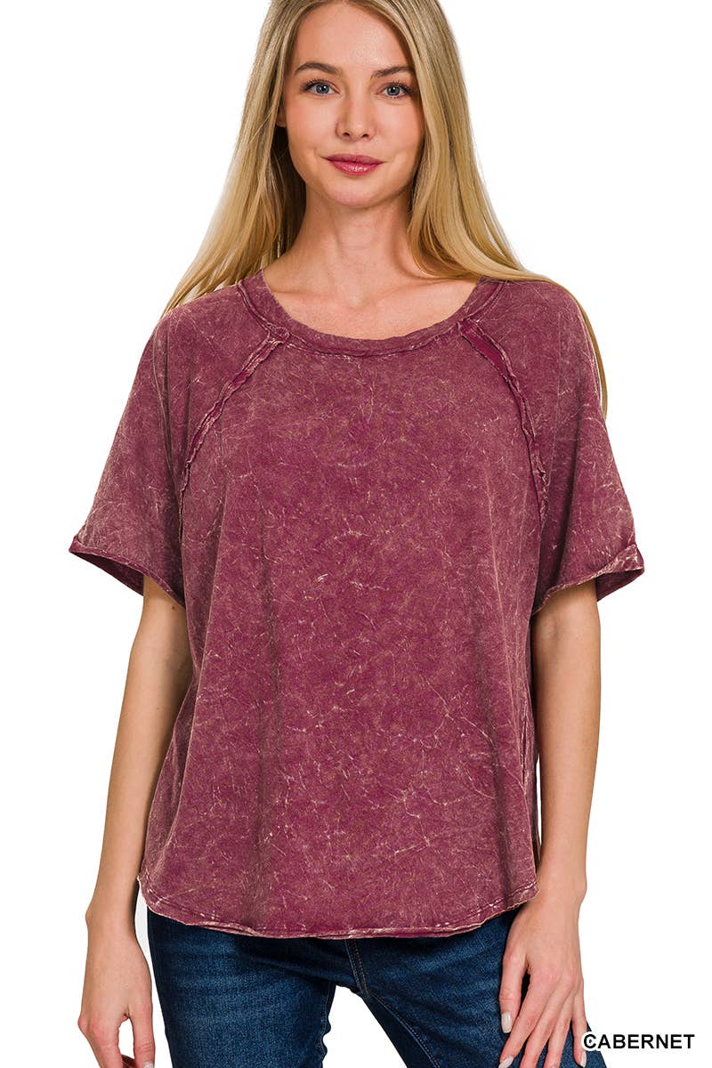 42POPS - Vendita all'ingrosso Maglietta - Donna - ",....Magliette a maniche raglan lavate con effetto stropicciato e toppa posteriore1