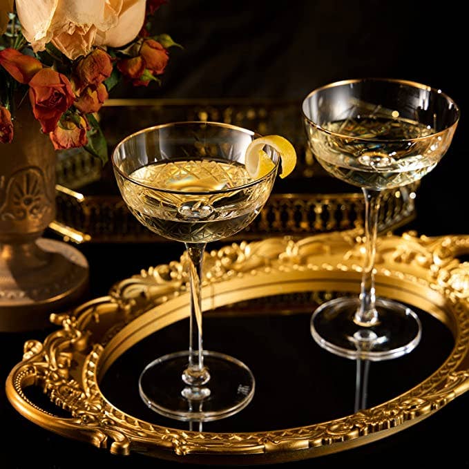 The Wine Savant /  Khen Glassware - Vendita all'ingrosso Bicchieri da cocktail/superalcolici - Set di 2 bicchieri da Martini Coupe di lusso vintage Art Déco5