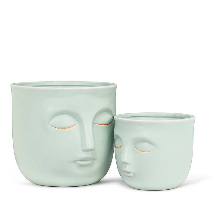 Abbott - Wholesale Plant Pot - Small Sleeping Face Planter-Mint-3.5"H