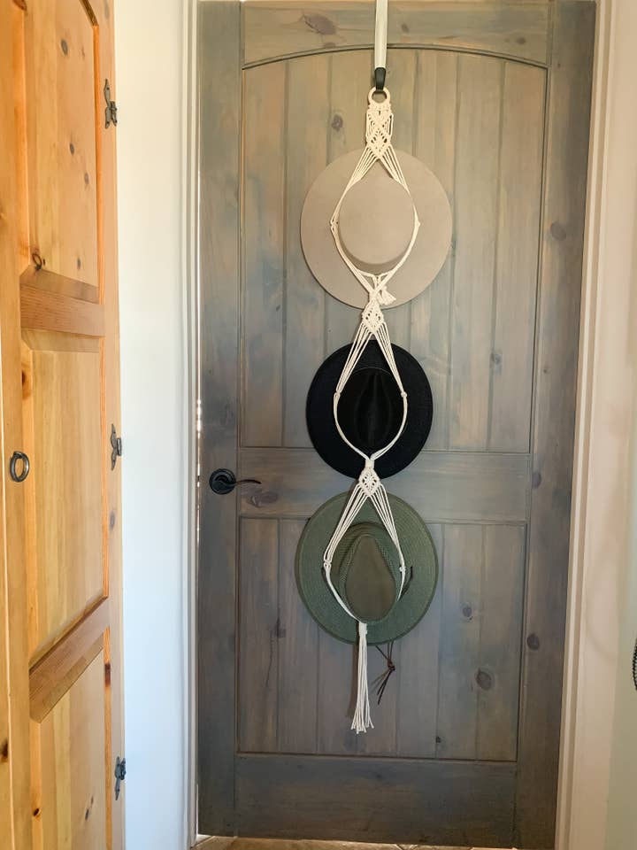 Triple Macrame Hat Hanger for wholesale by Maple Street Made