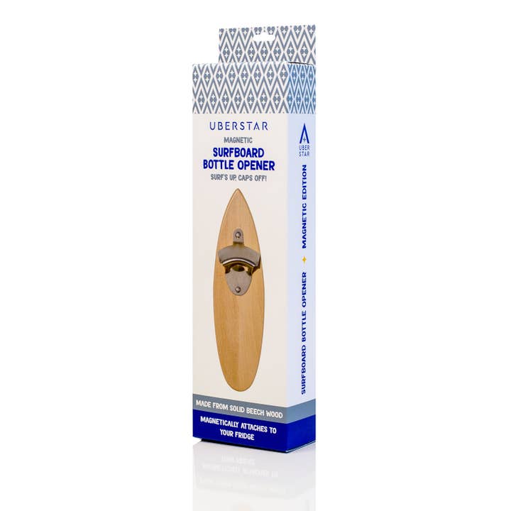 UBERSTAR - Wholesale Bottle/Wine Opener - Solid Wood Magnetic Surfboard Bottle Opener