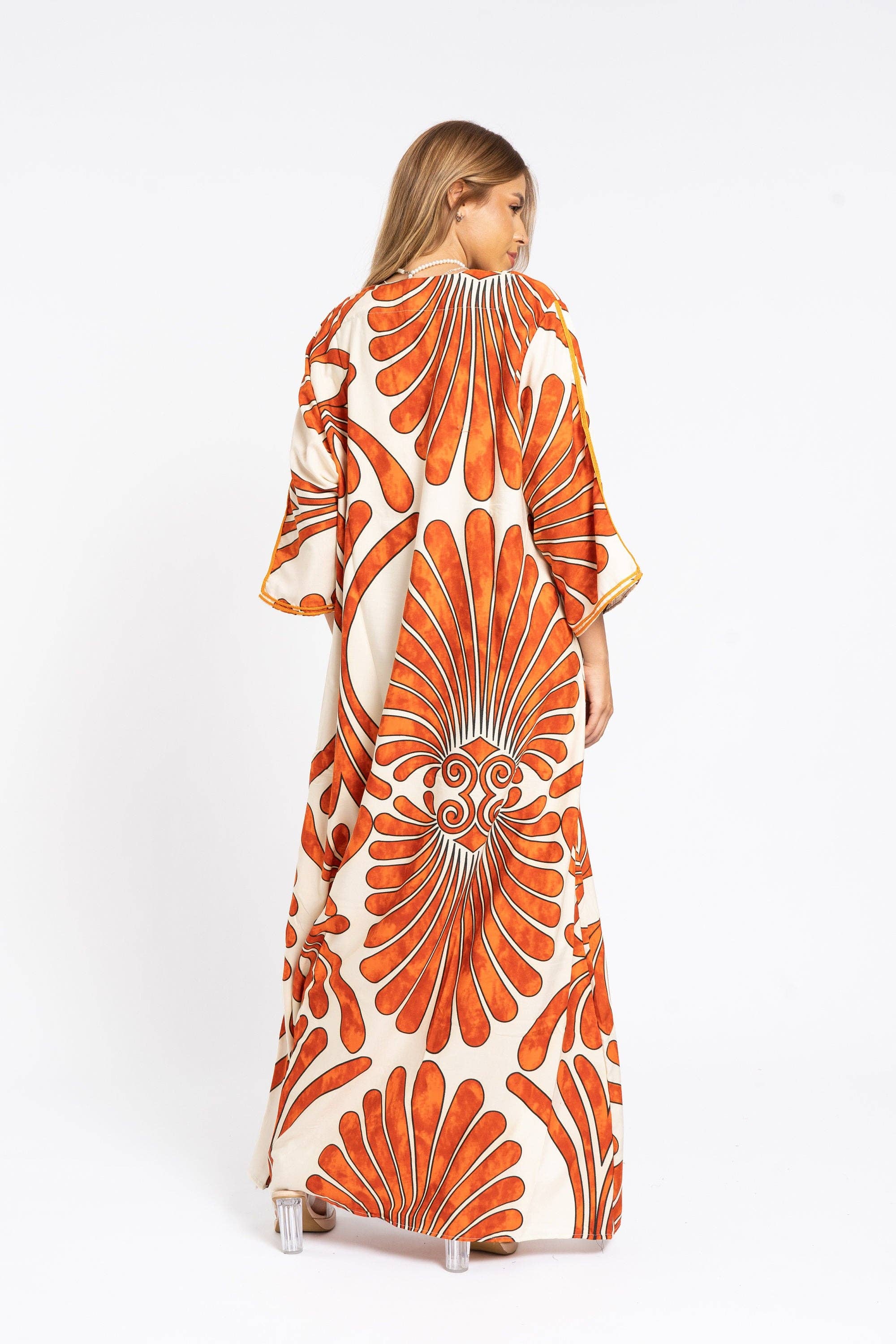 Gipci – wholesale Kaftan - Dam – Chic orange sommarkaftan för kvinnor, kaftaner, kaftaner för kvinnor, boho kaftanklänning, kaftaner för kvinnor, sommarkaftaner, kvinnor4
