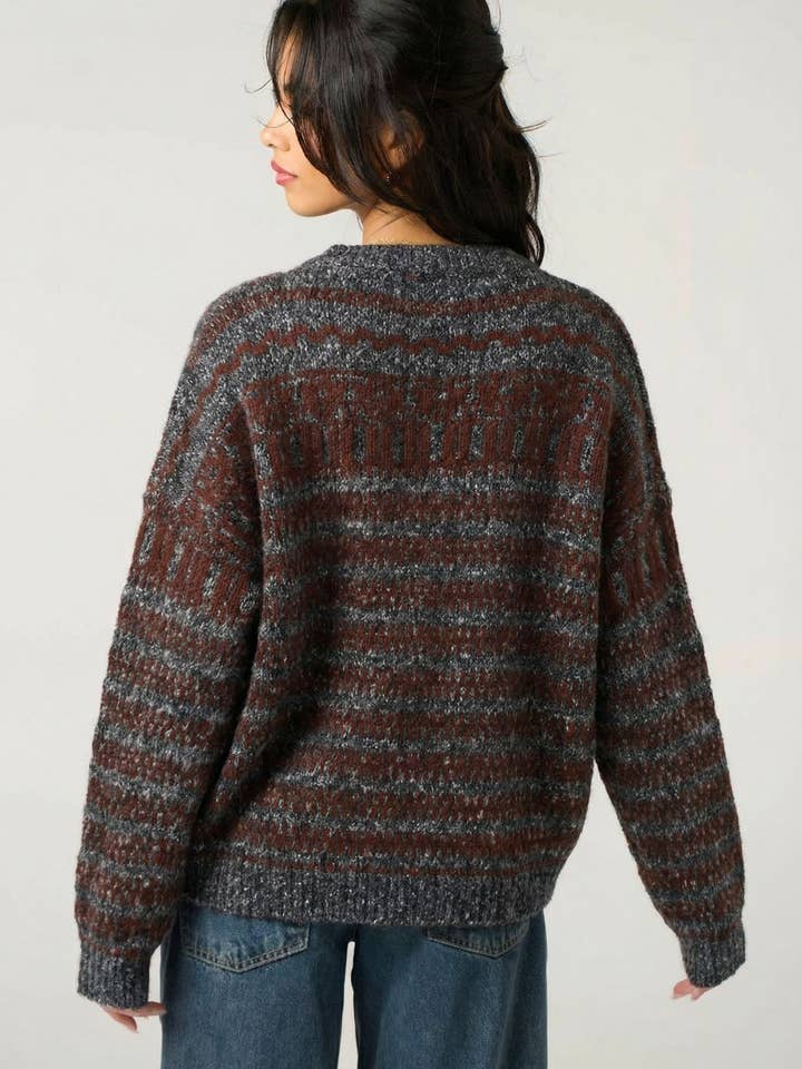 CY FASHION. LONDON - Vendita all'ingrosso Maglione tricot - Donna - Maglione caldo spesso con stampa a righe2