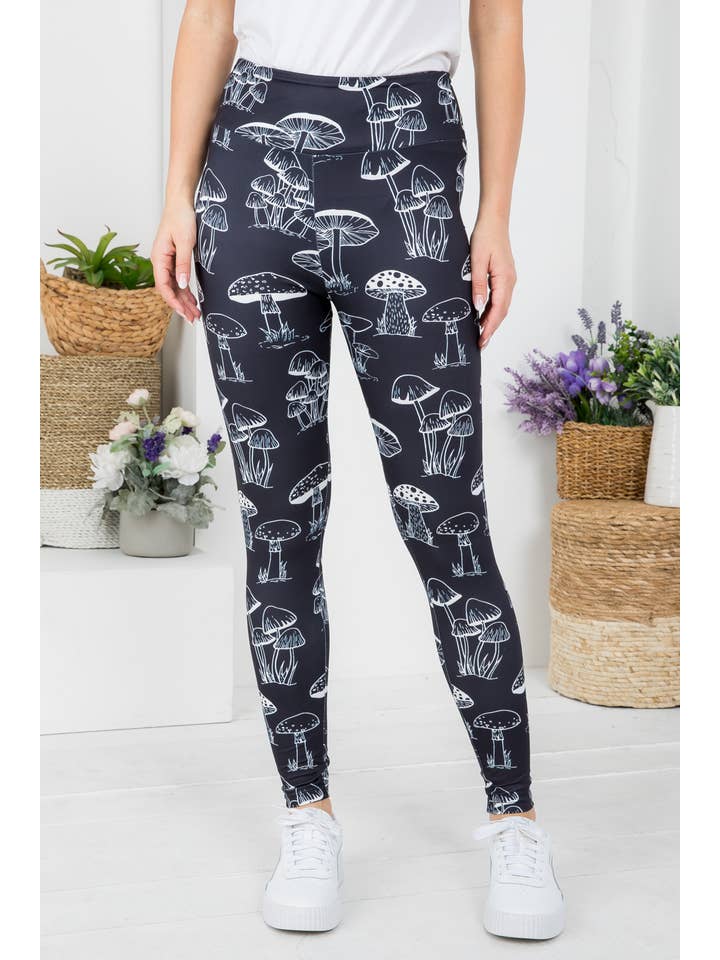 LA Soul - Wholesale Fashion Leggings - Women's - Mushroom Print Legging - Crafted for Durability and Softness