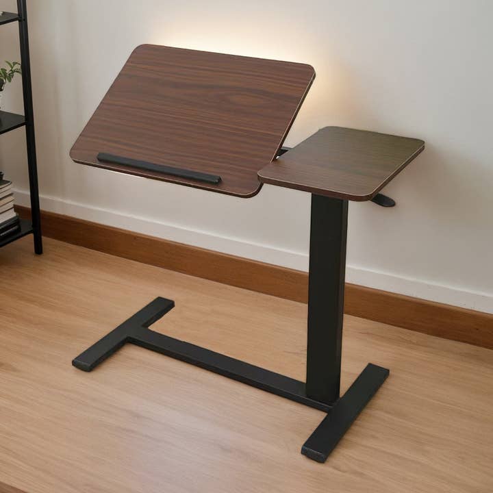 39F Inc. - Wholesale Side Table - Adjustable Overbed Laptop Table with Wheels Walnut Finish10