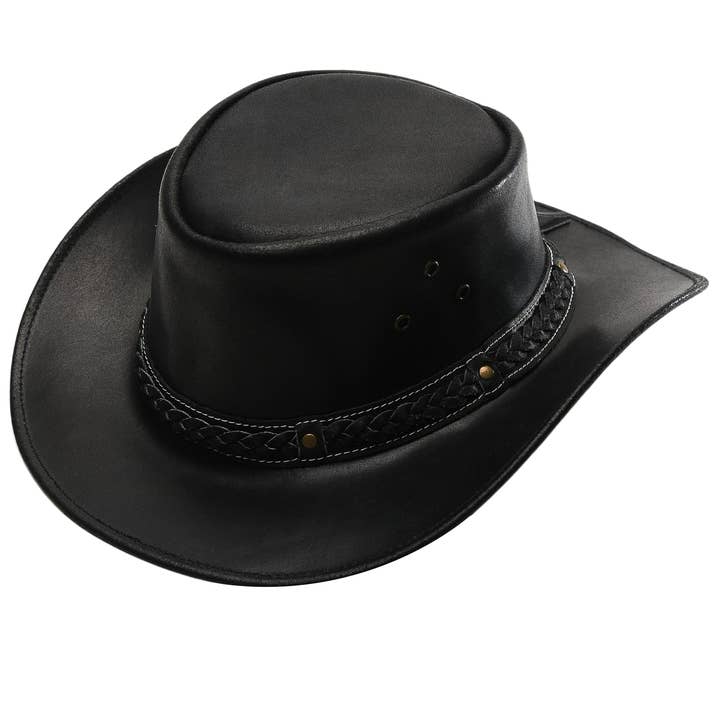 Sombrero vaquero moldeable negro para venta al por mayor de Leather Impressions Inc
