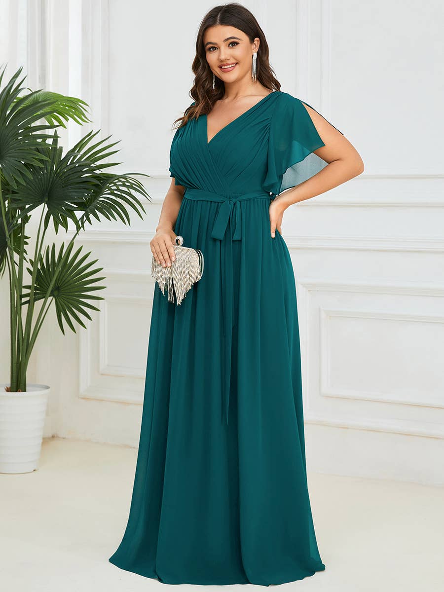 Ever-Pretty - Vente Robe – femme - Robes de soirée à volants à manches courtes exclusives B2B99