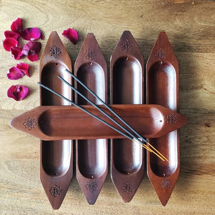 Incense Holder Boat-Shaped Mahogany 2 sticks Dark Finish for wholesale by Zulah Canada