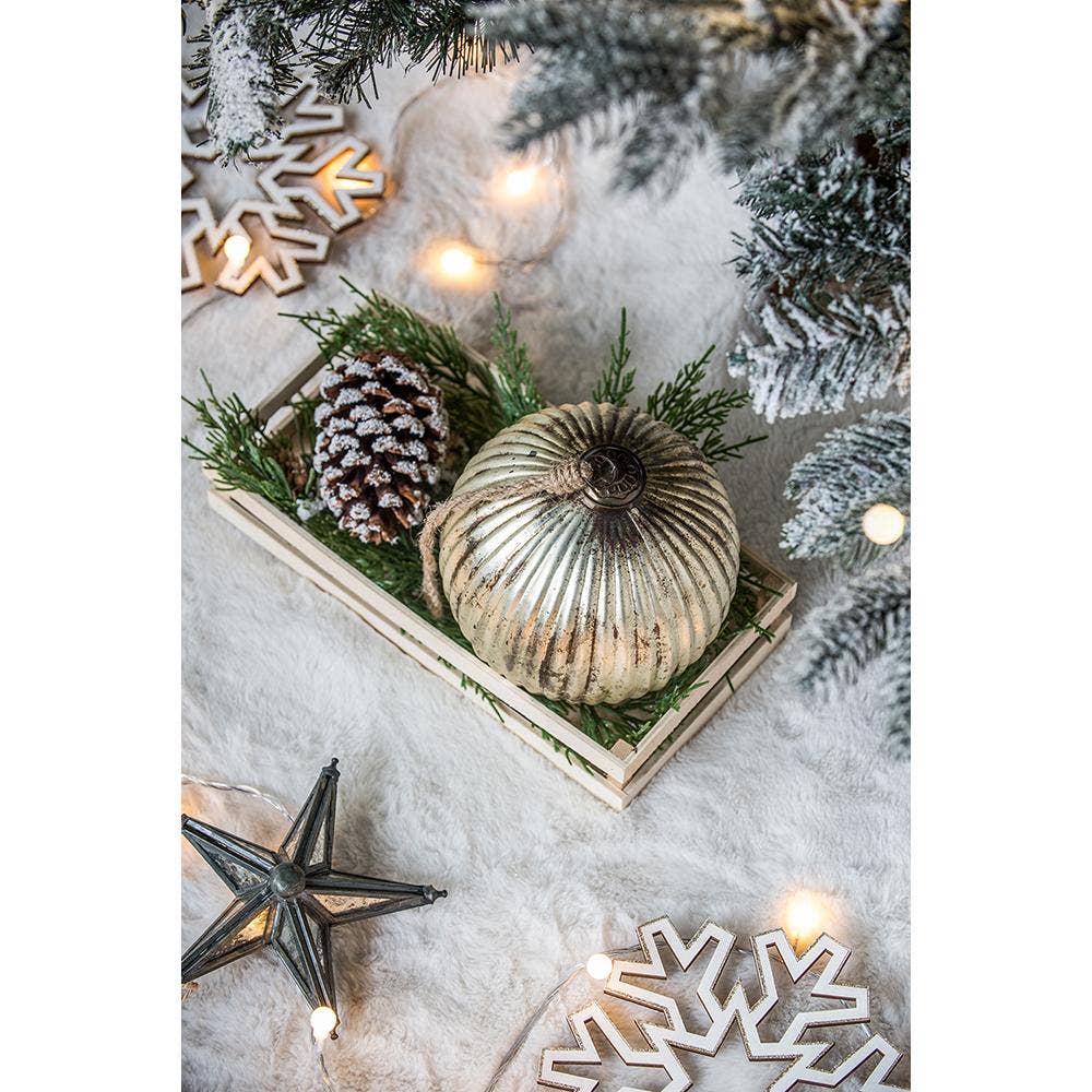 A&B Home Group Inc. - Wholesale Ornament - 6"Dia Eclectic Mercury Glass Ball Ornament - Champagne Gold2