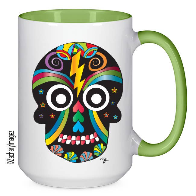Colorful Skull 15oz Ceramic Mug for wholesale by Zachary Imagez