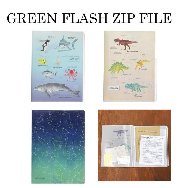 GREEN FLASH ZIP FILE A4 SIZE for wholesale by Hakubundo