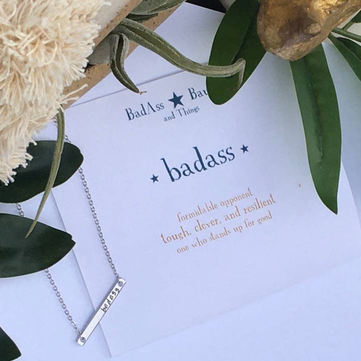 collier skinny bar estampé à la main Badass pour la vente par BadAss Baubles and Things