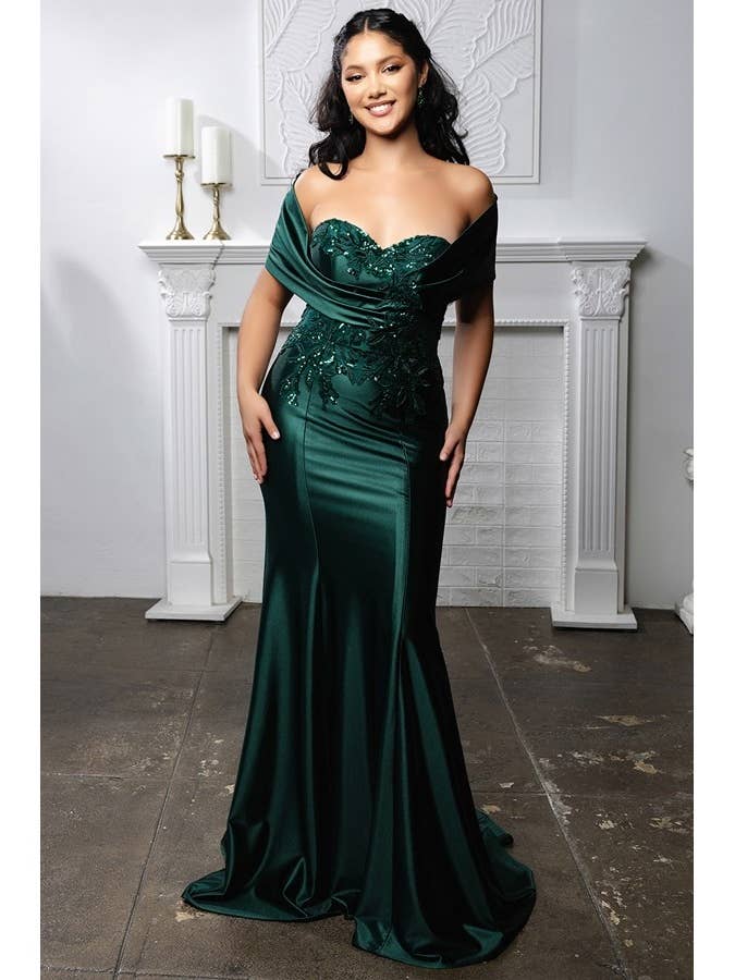 Off the Shoulder Sweetheart Neckline Stretch Satin for wholesale by Babyfox Apparel