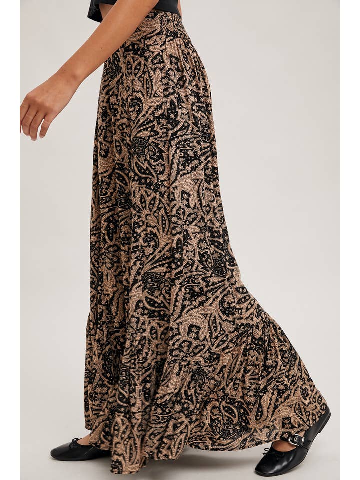 Bluivy - Wholesale Pants - Women's - PAISLEY PRINT WIDE RUFFLED PANTS14