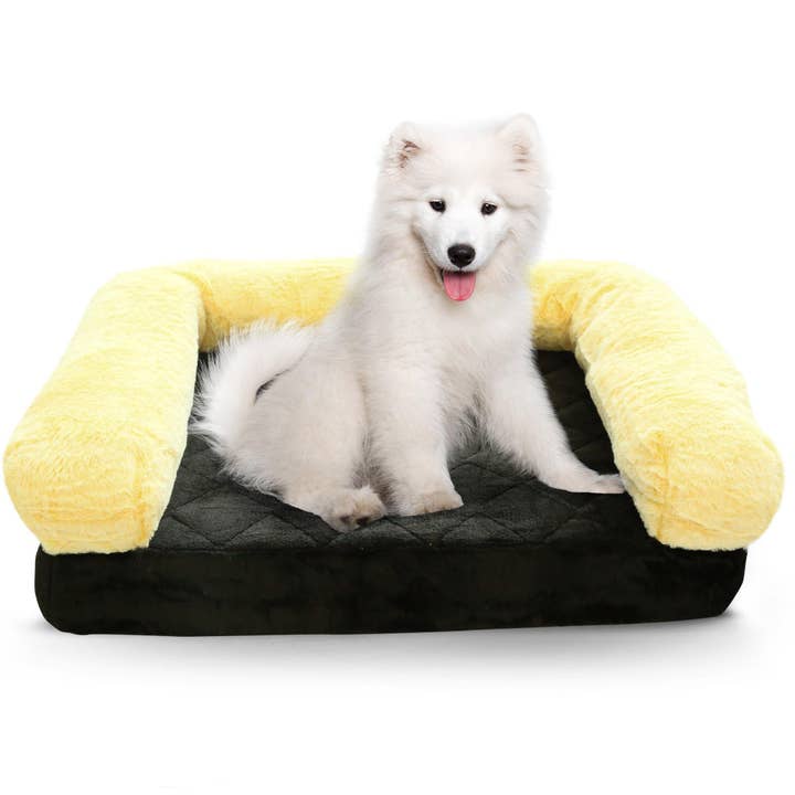 Luxe Pets Products - Wholesale Pet Bed - Dog - Pet Bed Memory Foam Luxurious Velvet, Faux Fur - Medium, Black Gold