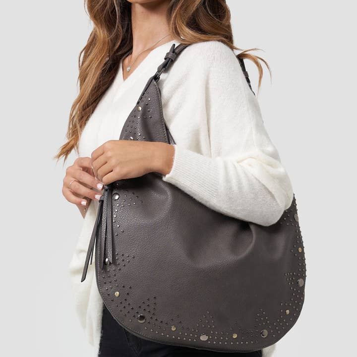 HJS - Wholesale Shoulder Bag - Women's - 'MAYFAIR' Bag - Adjustable Size & with Stud Design0