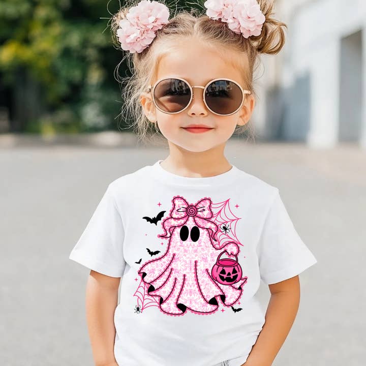 Toile rosa encaje chinoiserie niñas fantasma de Halloween y murciélagos para venta al por mayor de AvaryMaeInspirations