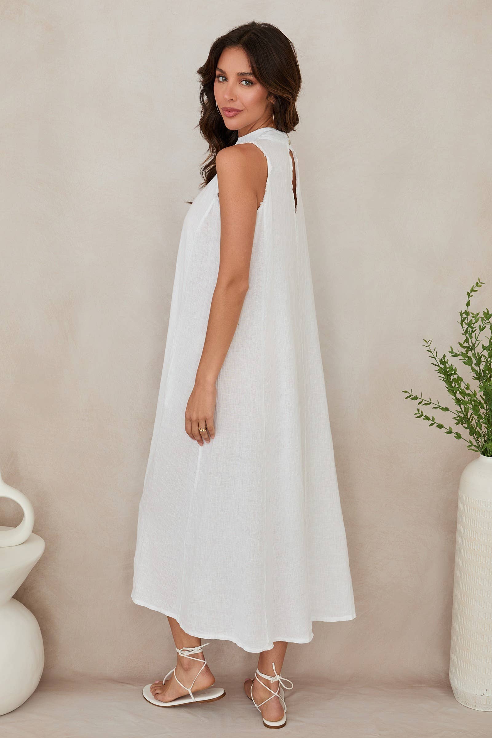 MILIO MILANO – wholesale Dress – Women's – LINEN MOCK NECK MAXI DRESS (155035/12279/154121-NO SEQUIN)9