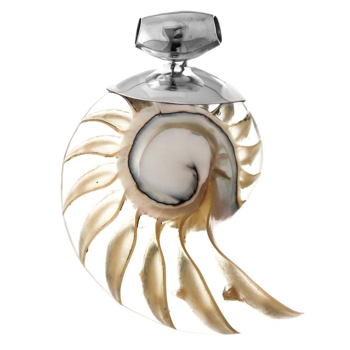 FifiRose - Wholesale Pendant/Charm Necklace - 925 sterling silver cool open nautilus shell sterling pendant, 2 3/8"0