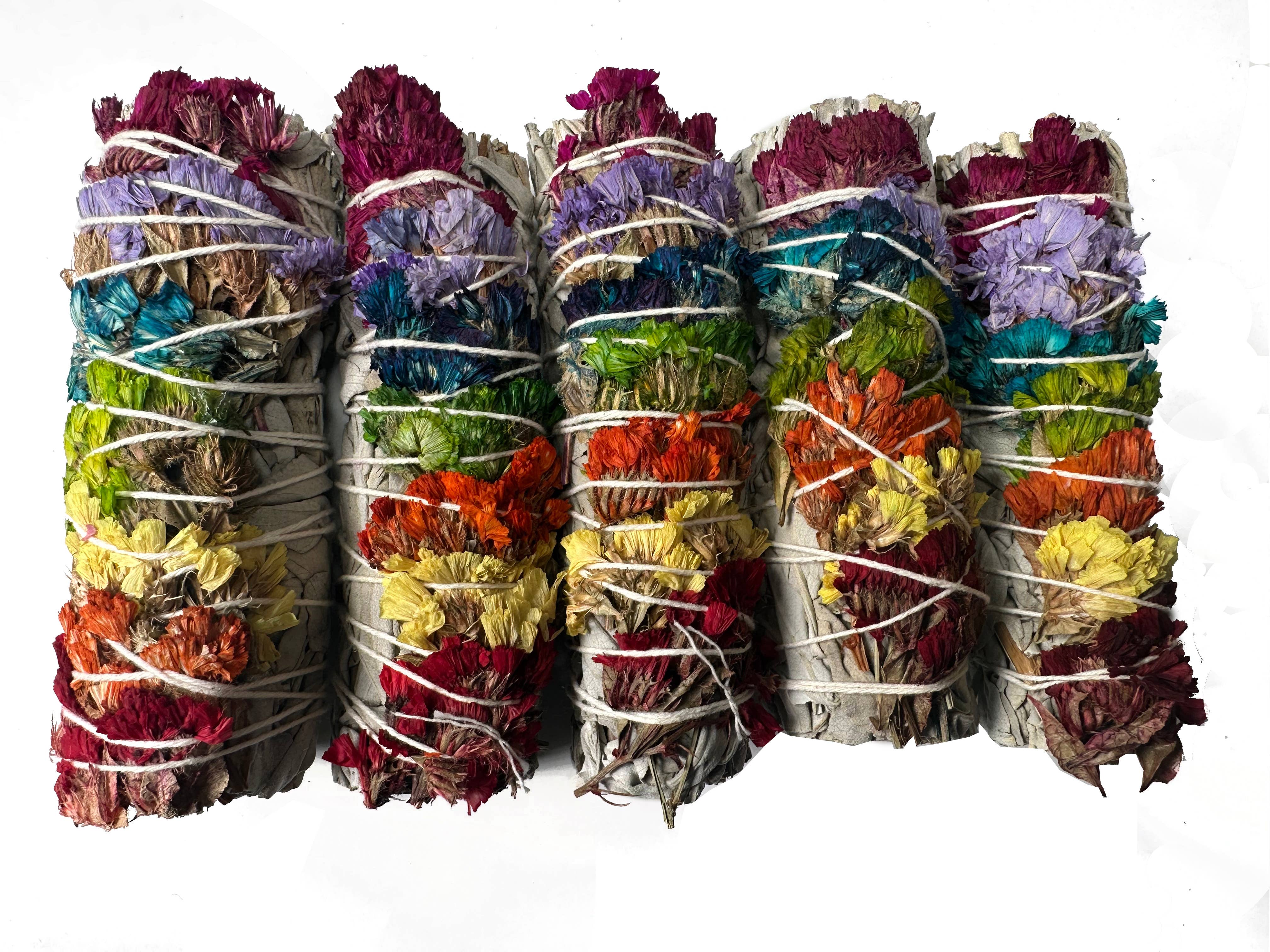 CaNatureLover – wholesale Sage bundle – ORGANIC 7 Chakra White Sage with SINUATA Flowers6