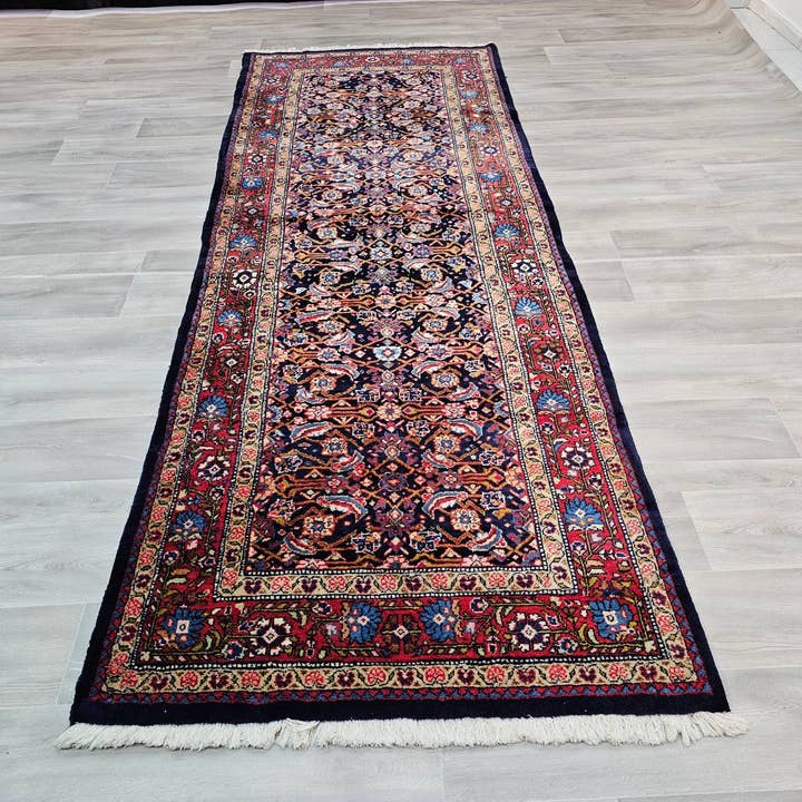 Handknuten turkisk löpare i ull: Vintage anatolisk design (3,90x10,50 ft) för wholesale av MesopotamiaRugs