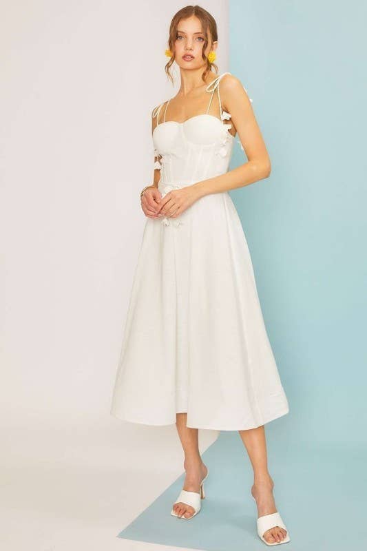 Main Strip - Wholesale Dress - Women's - Tie Belt Flare Midi Dress7