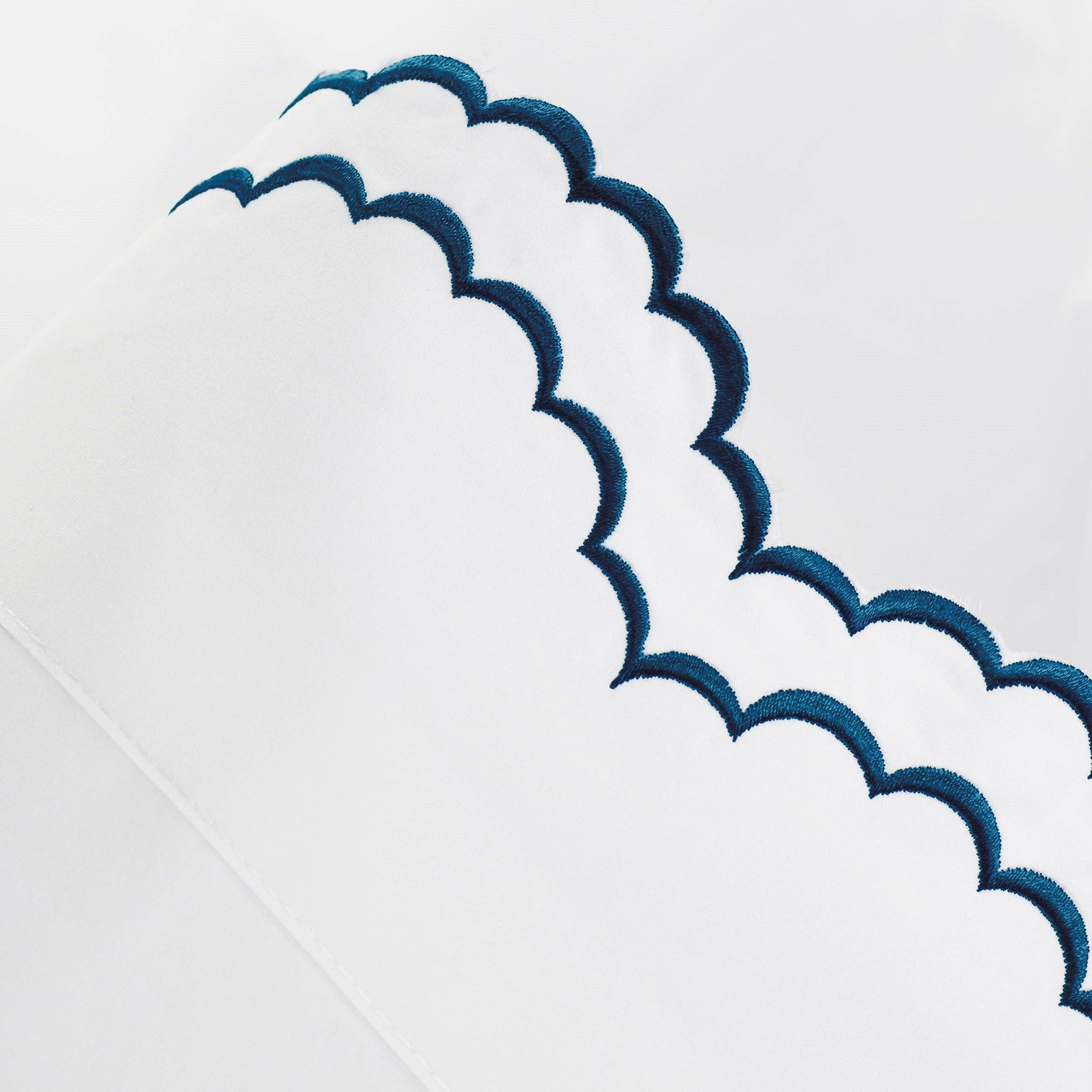 Mélange Home - Wholesale Bedding Pillowcase/Sham - Double Scallop Embroidered Percale Pillowcase Pair6