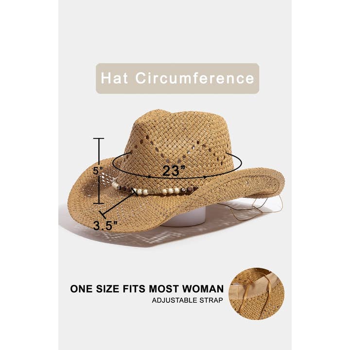 Anarchy Street - Wholesale Fedora - Women's - Mixed Beaded Strap Western Fedora Straw Hat1