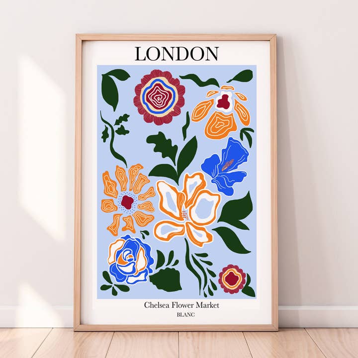 Chelsea Flower Market A3 Print for wholesale by BLANC Prints UK