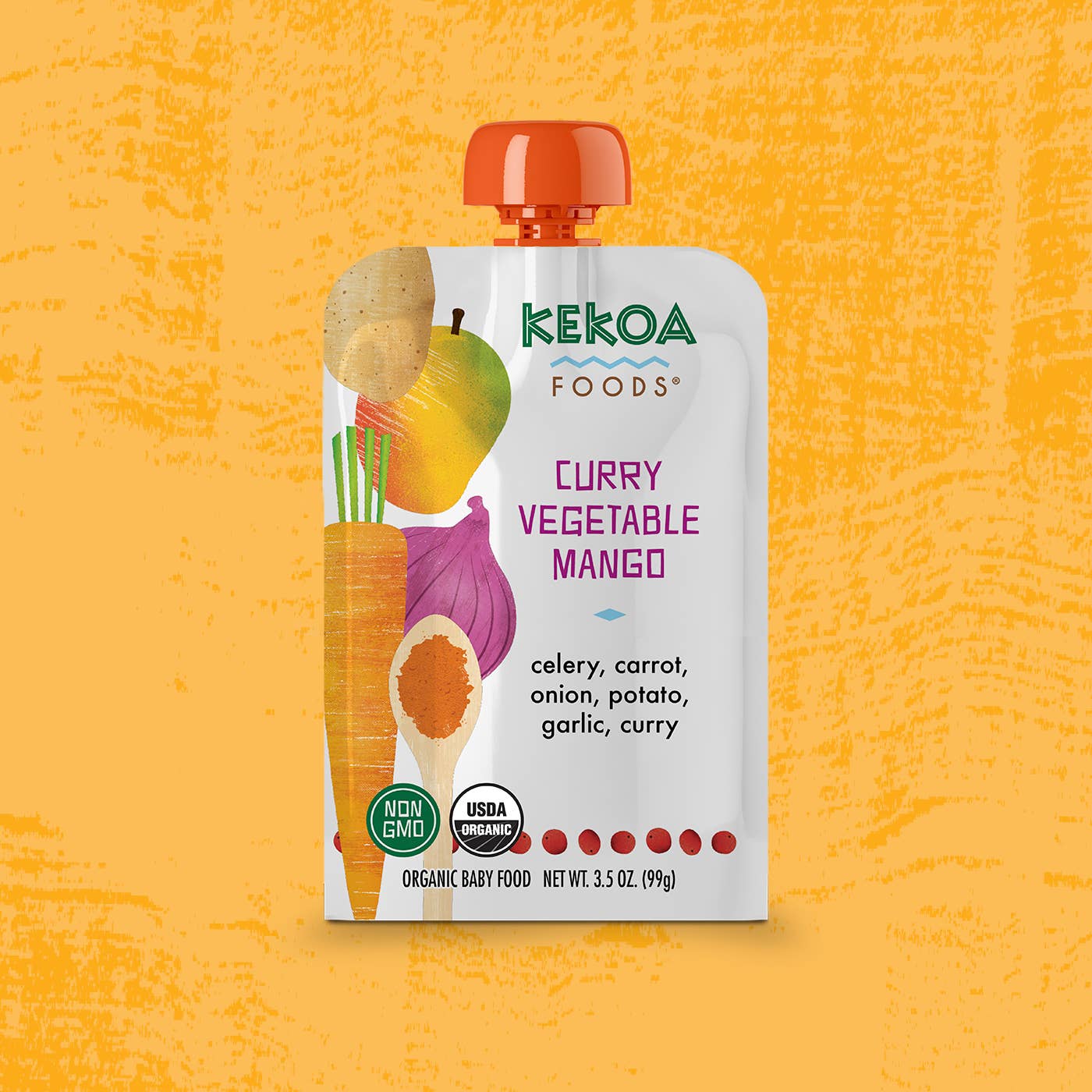 Kekoa Foods - Wholesale Baby Food - Curry Vegetable Mango Squeeze Pouch, 100% Organic Vegetarian Baby Food Purée