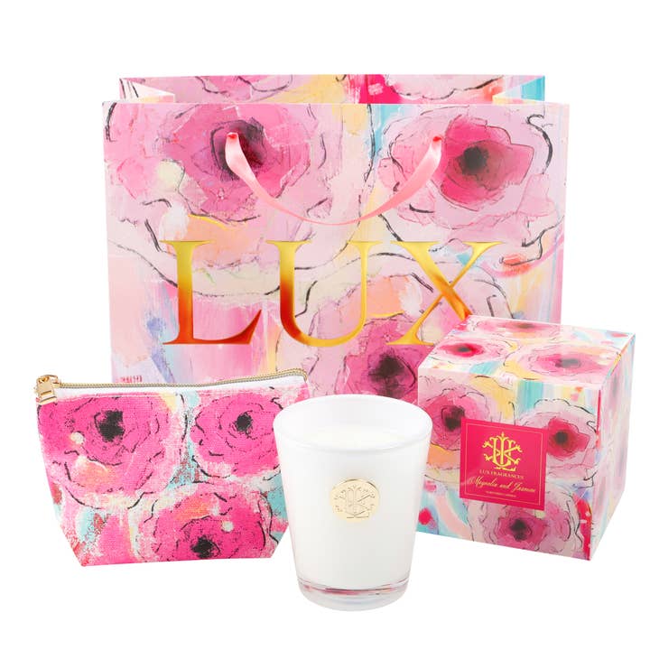 LUX FRAGRANCES - Wholesale Jar/Filled Candle - 2024 Magnolia and Jasmine 8 oz Designer Box Candle MIN 6