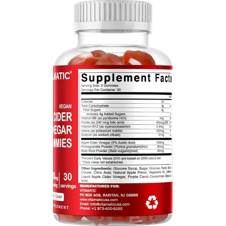 Vitamatic - Wholesale Oral supplement/vitamin - Vitamatic | Apple Cider Vinegar 1000mg | 60 Vegan Gummies8