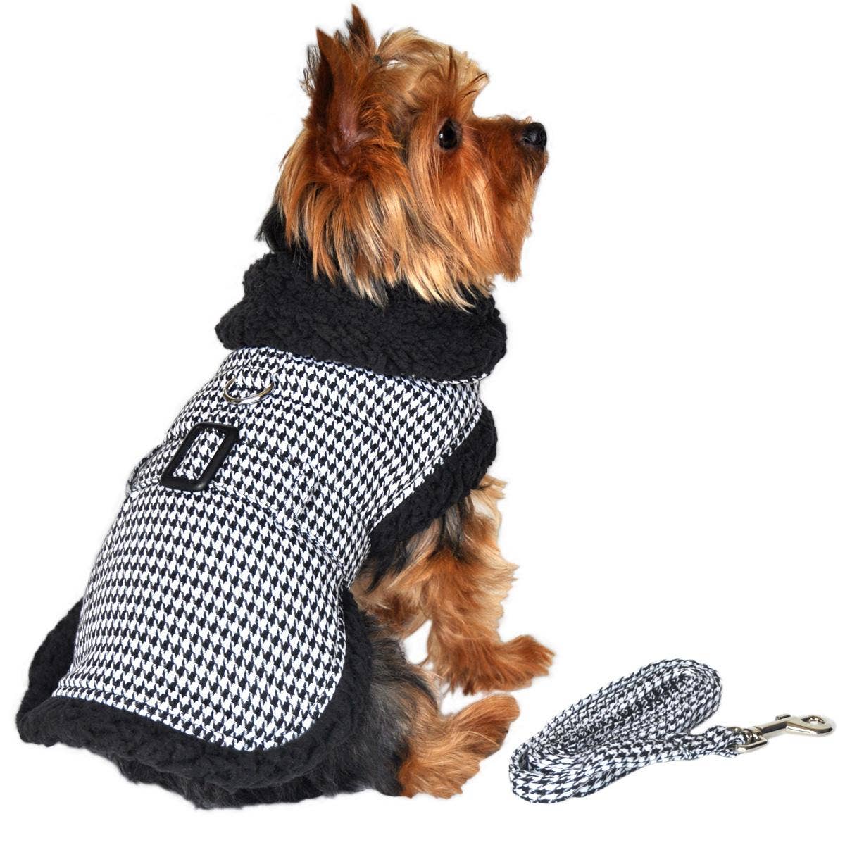 Doggie Design – Engroshandel Overtræk - Hund – Sort & hvid klassisk Houndstooth hundeselejakke1