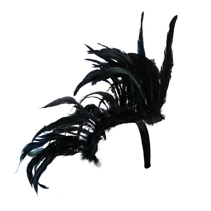 Western Fashion - Wholesale Costume – Women's - 63005-BLACK FEATHER MOHAWK HEADPIECE2