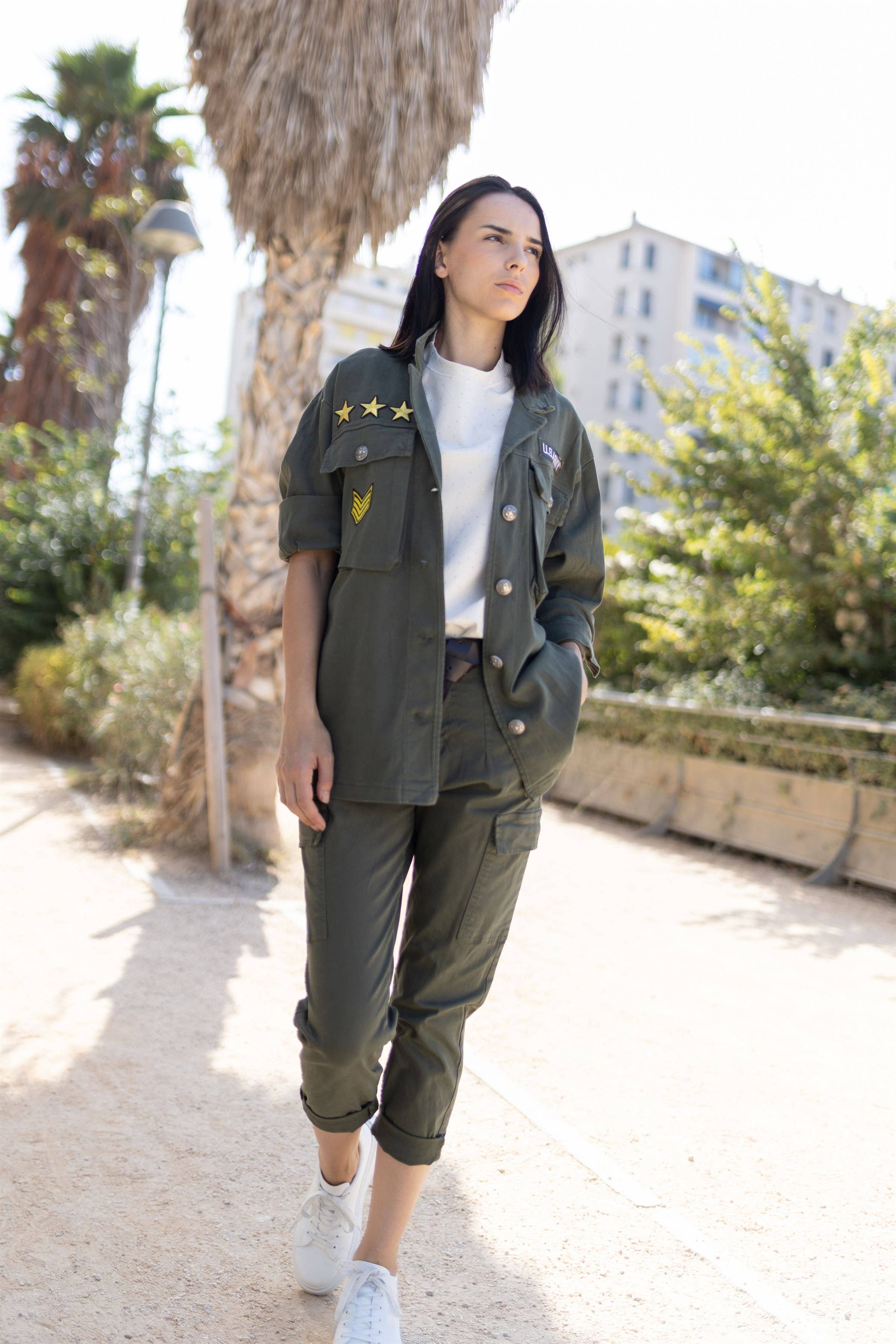 Khaki CVA521727 military jacket for wholesale on Faire2