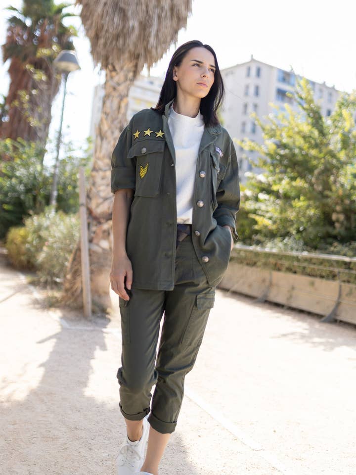 Khaki CVA521727 military jacket for wholesale on Faire2