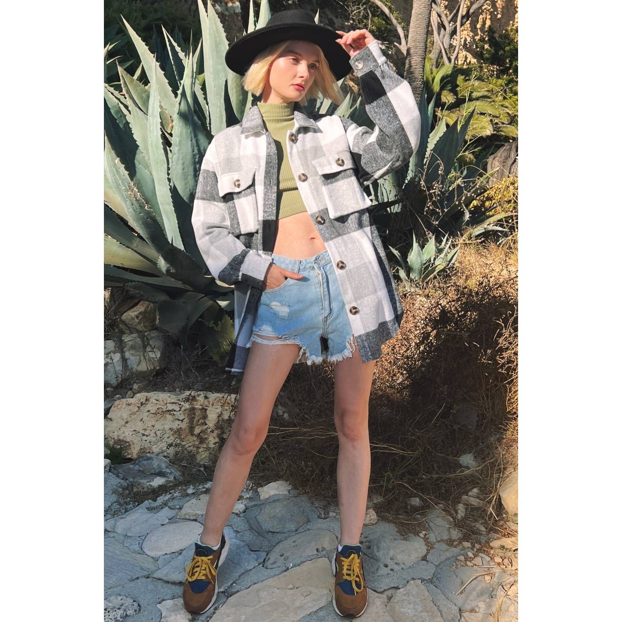 Mapcie – wholesale Jacket – Women's – PLAID SHACKET WITH POCKETS6