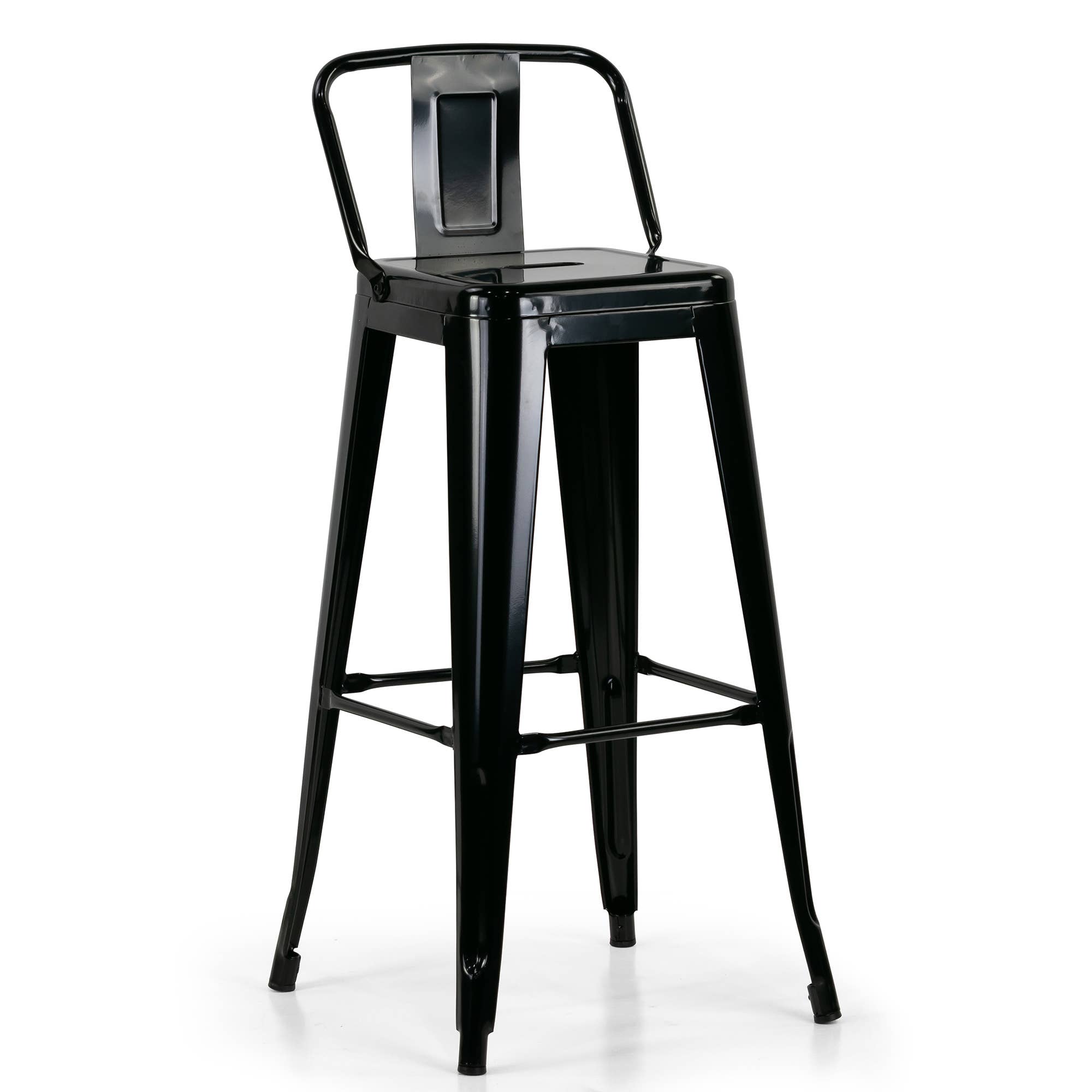 Glamour Home - Wholesale Stool - Set of 2 Barto Black Metal Bar Stool with Open Backrest1