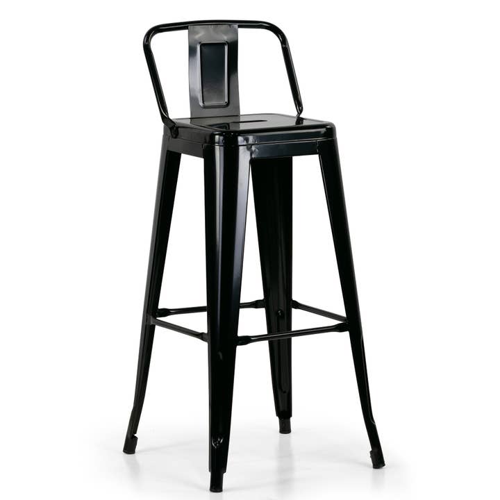 Glamour Home - Wholesale Stool - Set of 2 Barto Black Metal Bar Stool with Open Backrest1