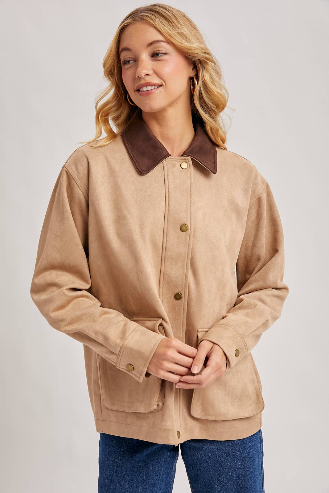 Bluivy - Wholesale Jacket - Women's - BUTTON DOWN FAUX SUEDE BARBOUR JACKET30