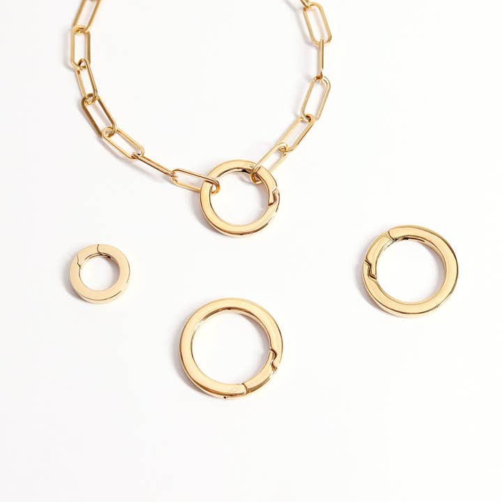 WJW - Wholesale Clasp - 18K Gold PVD Stainless Steel Circle Carabiner Charm Clasp